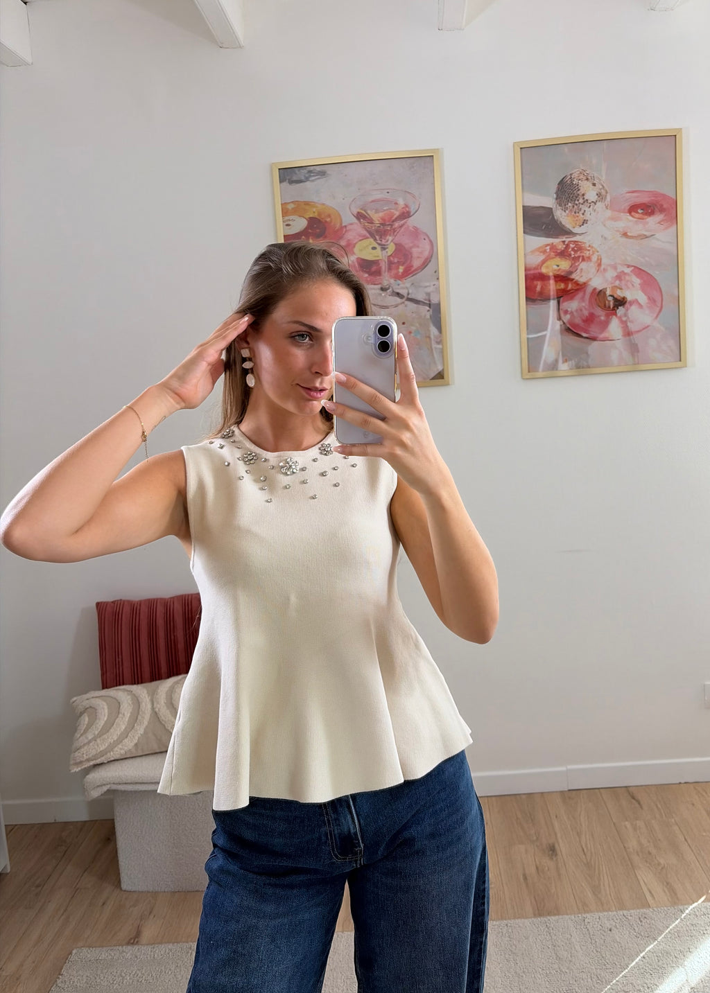 TOP PÉPLUM À STRASS