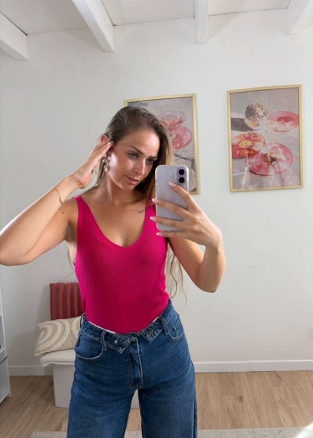 JEAN BALLOON DENIM BRUT À TAILLE REVERS