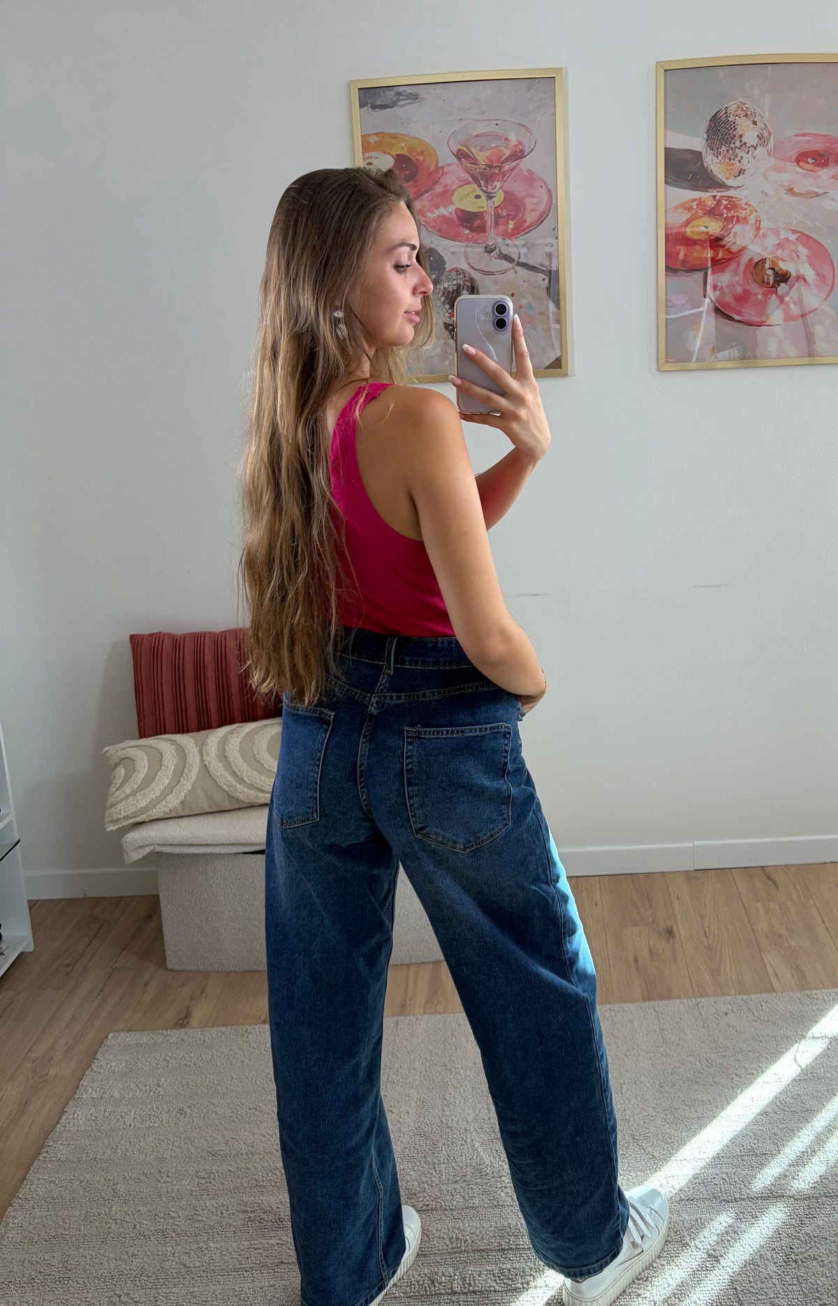 JEAN BALLOON DENIM BRUT À TAILLE REVERS