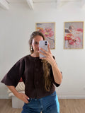 GILET MARRON À GROS BOUTONS