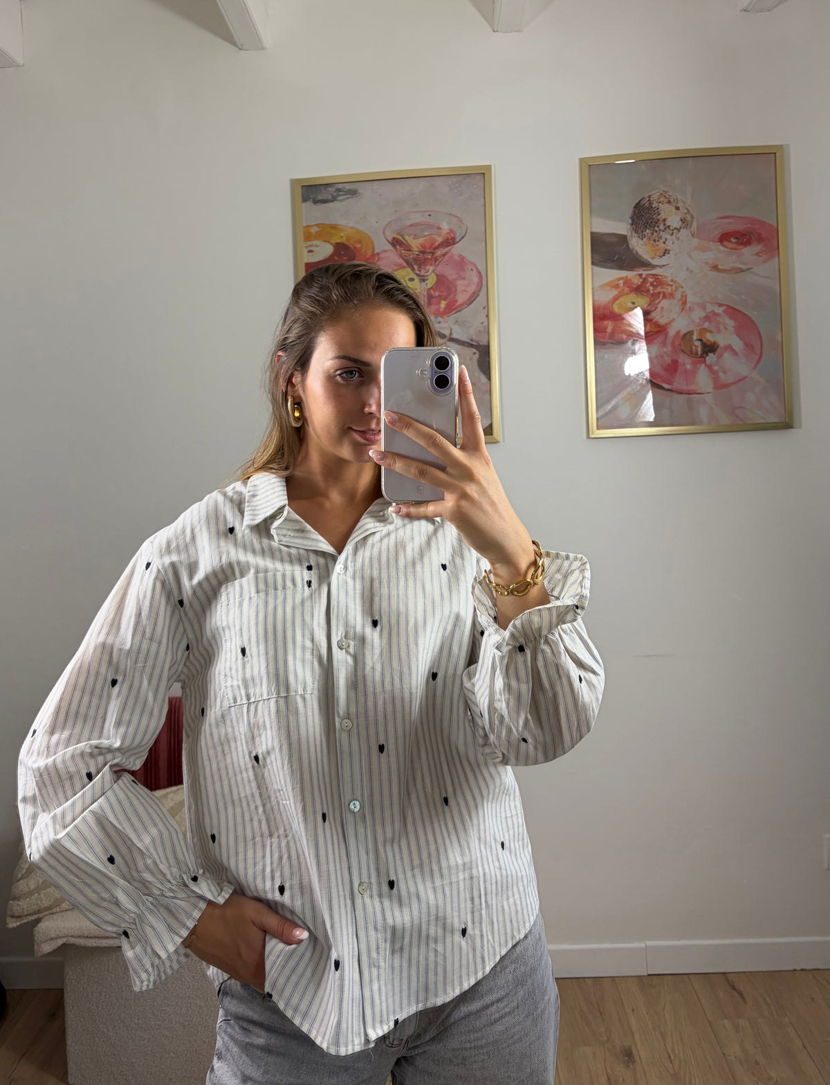 CHEMISE RAYÉE COEURS