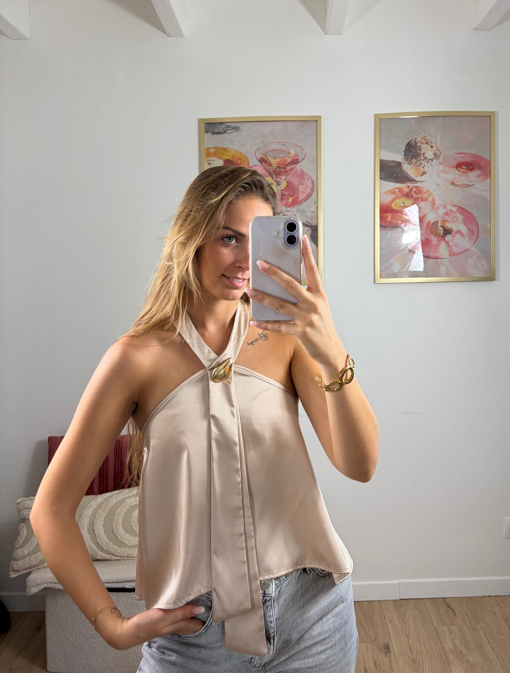 TOP SATINÉ DOS NU