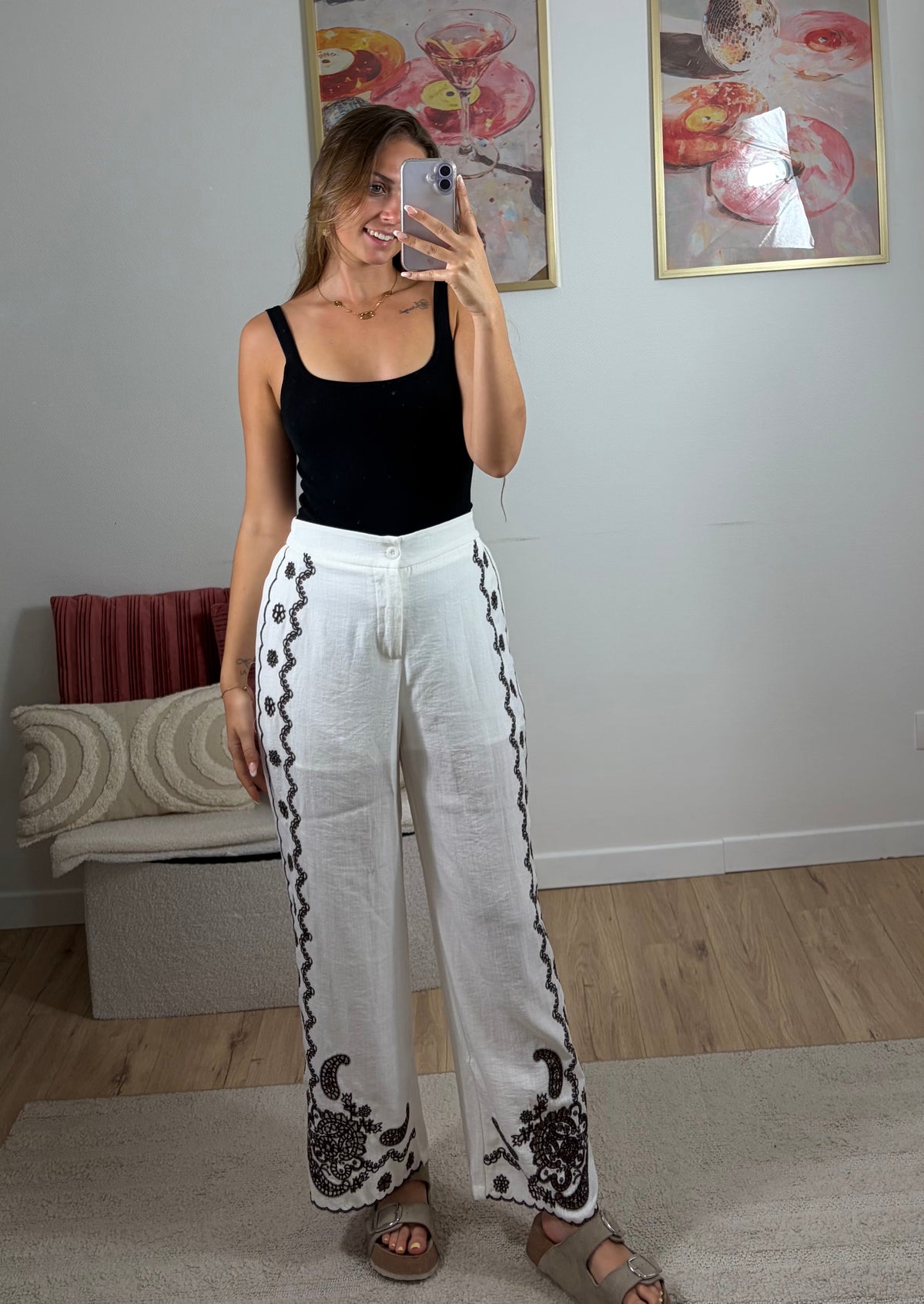 PANTALON FLUIDE BRODERIE