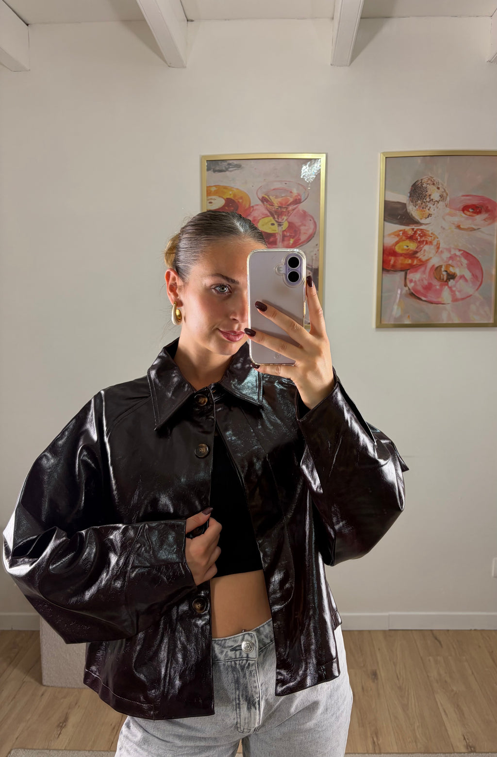Veste effet cuir verni