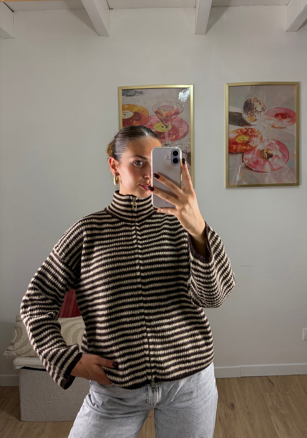 Gilet rayée à double zip