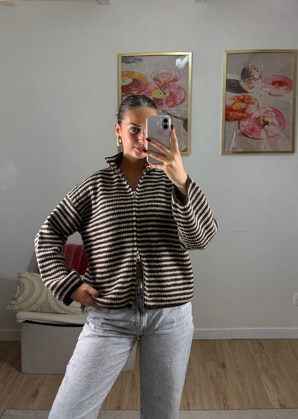 Gilet rayée à double zip