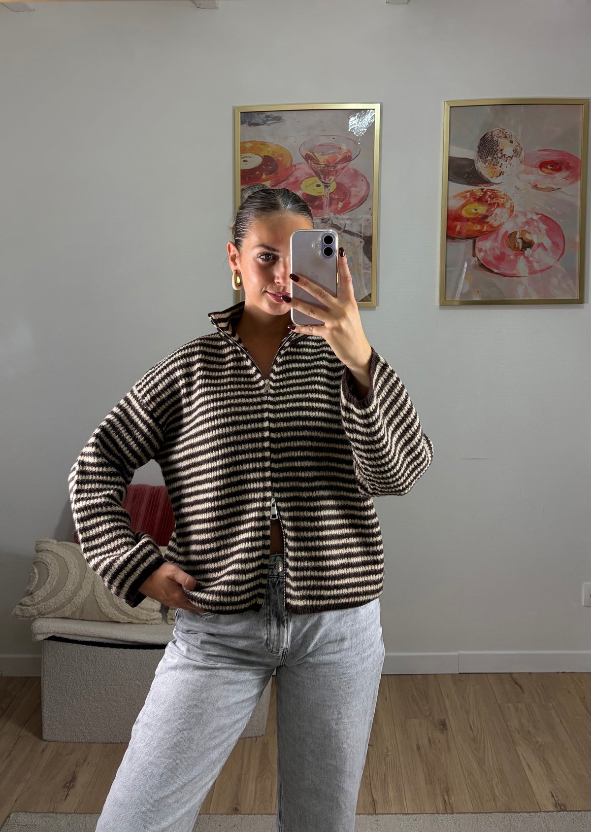 Gilet rayée à double zip