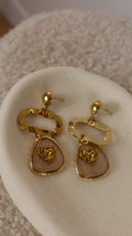 Boucles d'oreilles Cœur Beige Nude & Martelé