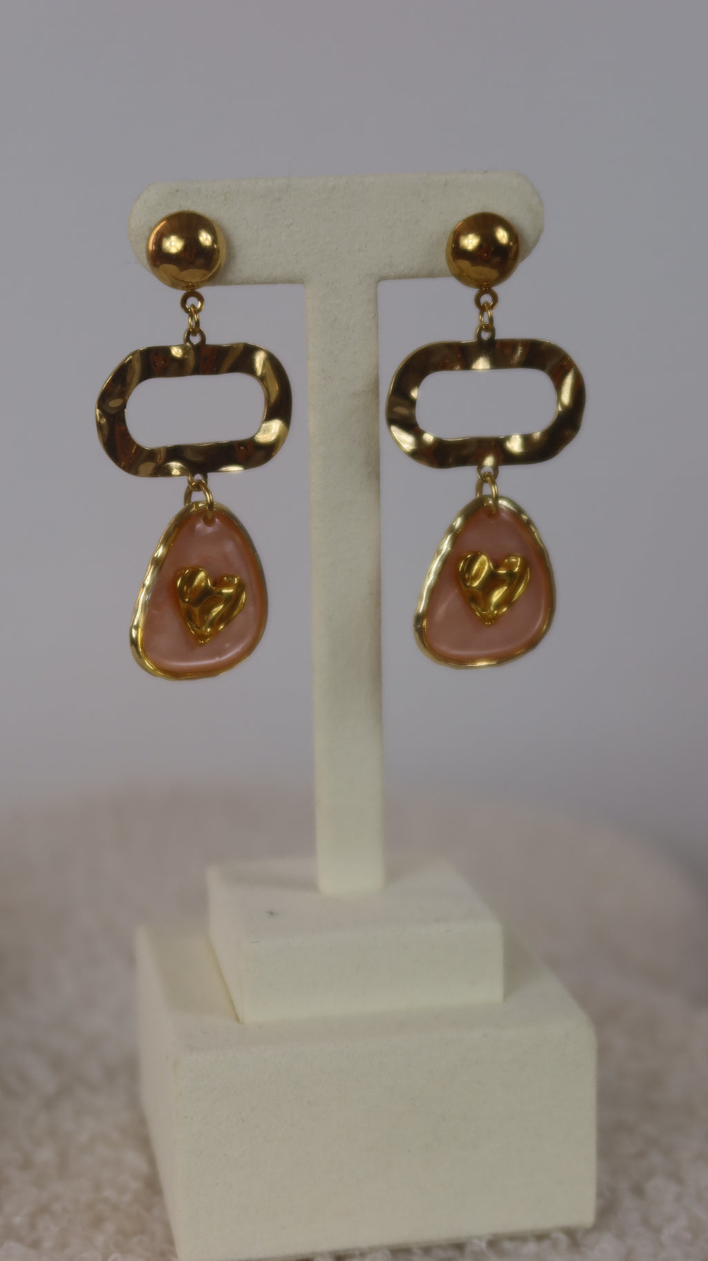 Boucles d'oreilles Cœur Poudré & Martelé