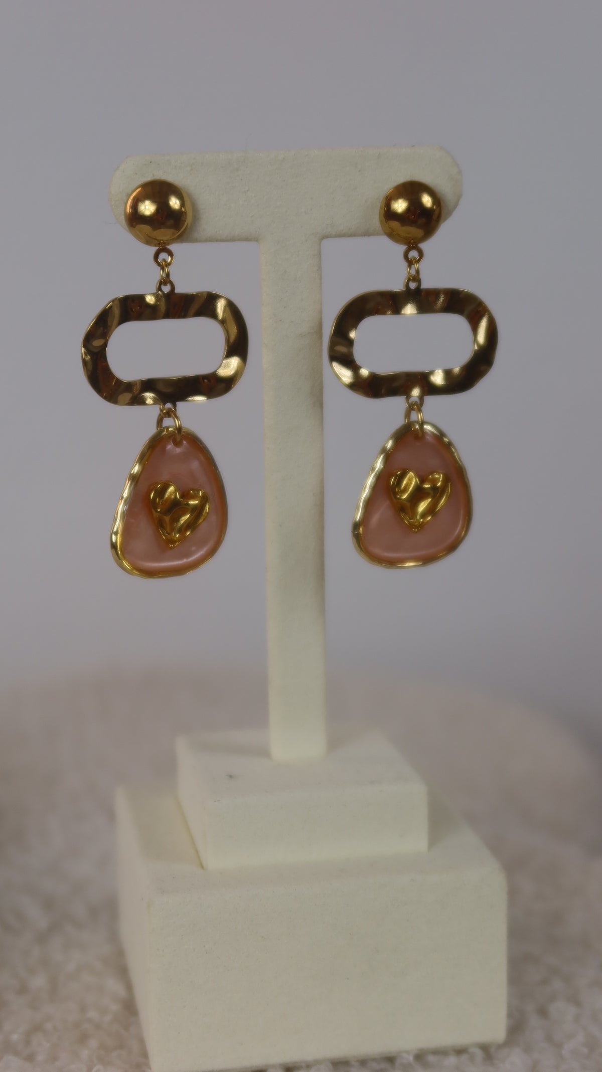Boucles d'oreilles Cœur Poudré & Martelé