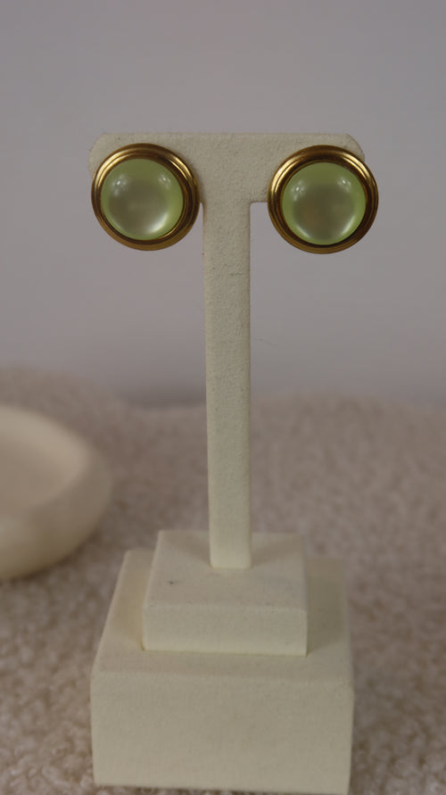 Boucles d'oreilles Puces Vert Anis