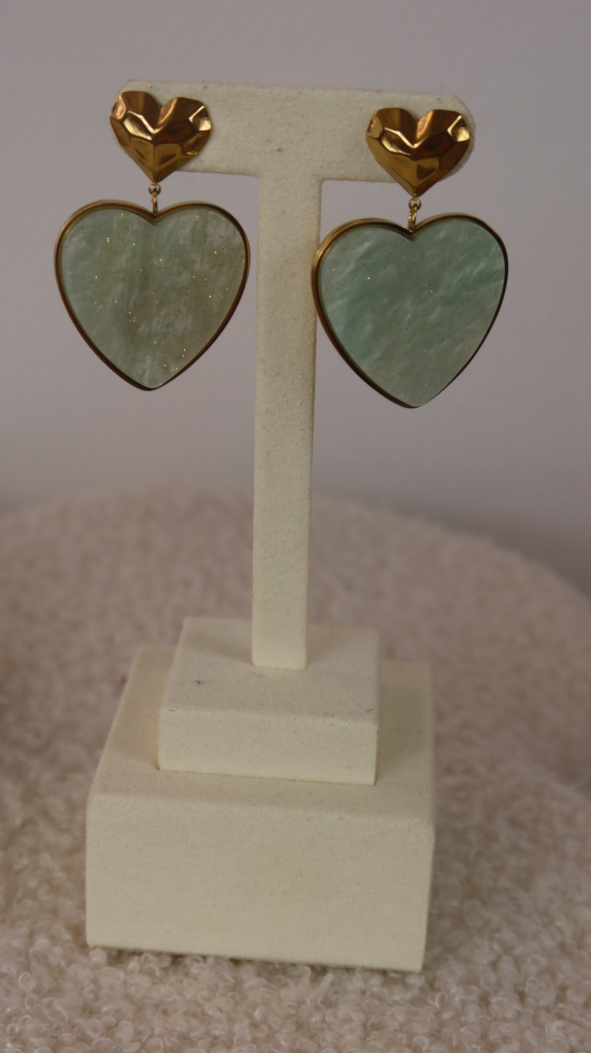 Boucles d'oreilles Cœur Vert d'Eau
