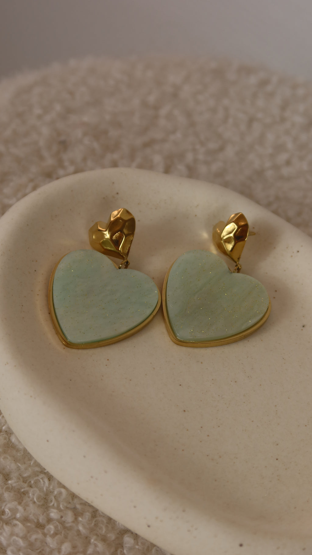 Boucles d'oreilles Cœur Vert d'Eau