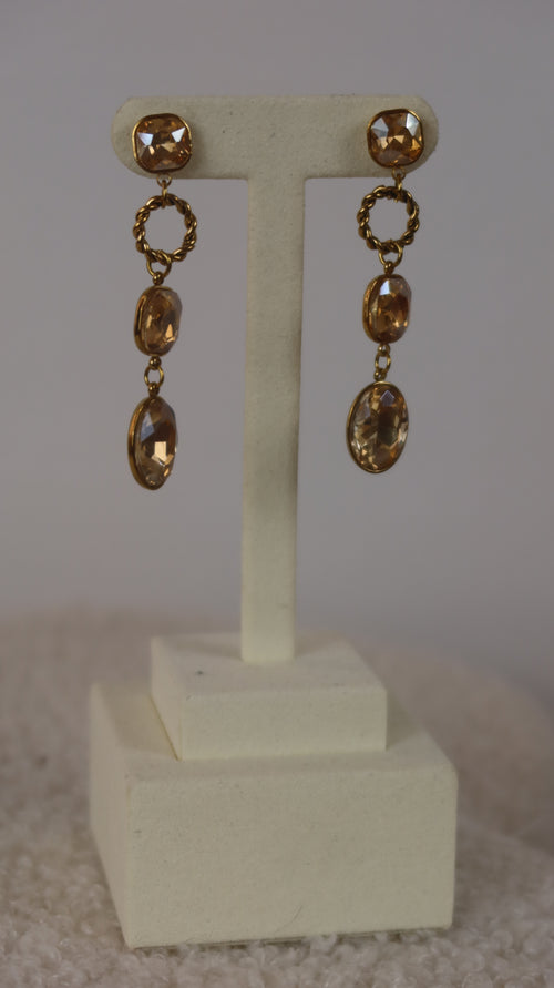 Boucles d'oreilles Pendantes Cristaux Champagne
