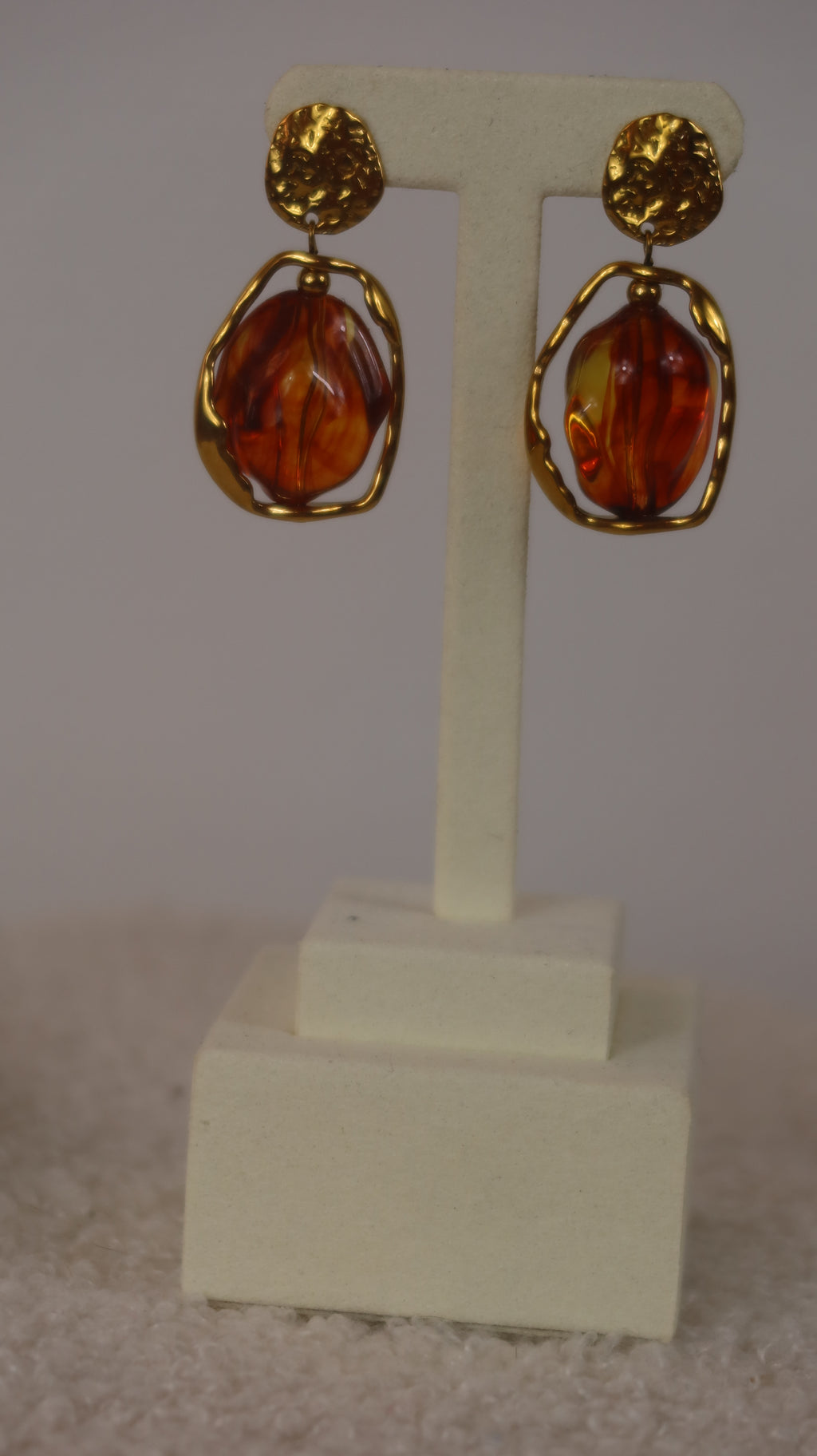 Boucles d'oreilles Ambre & Doré