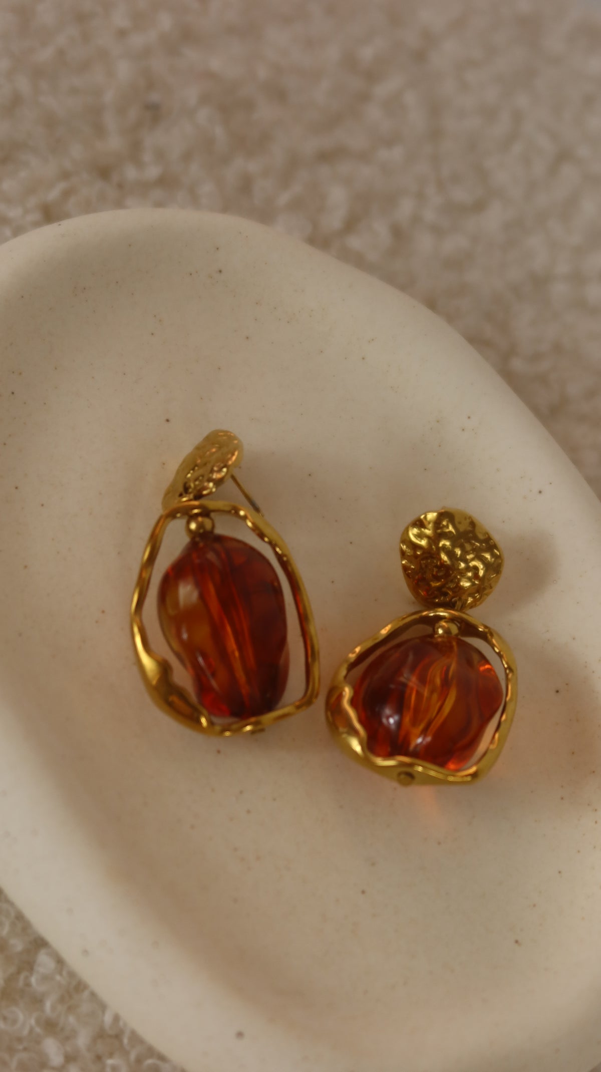 Boucles d'oreilles Ambre & Doré
