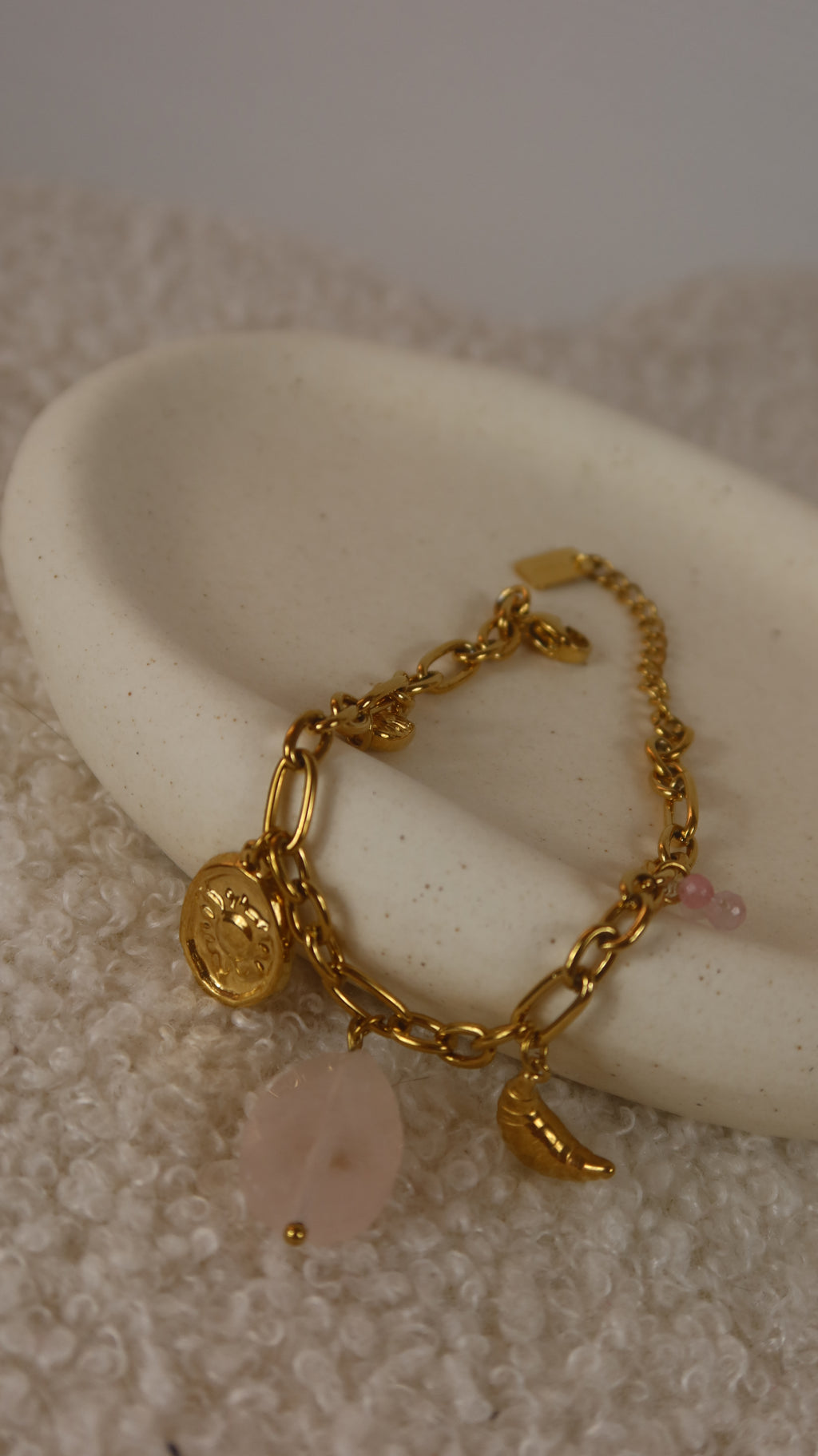Bracelet Charms Soleil & Pierre Rose