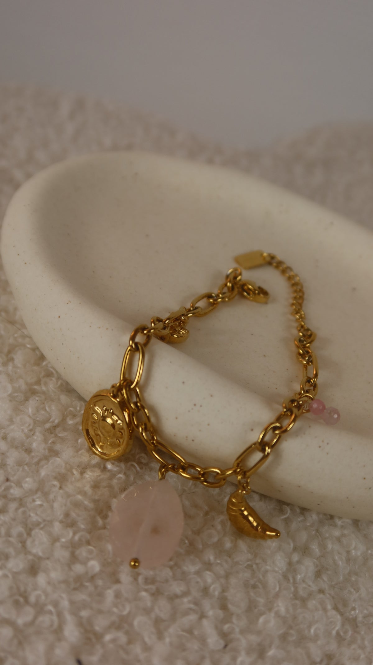 Bracelet Charms Soleil & Pierre Rose