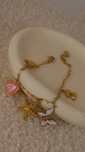 Bracelet Charms Papillon & Cœur Rose