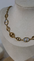 Collier Choker Doré Maillons Marins & Cabochons Bicolores