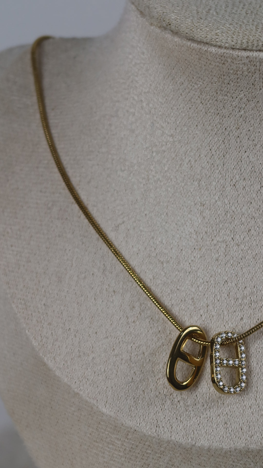 Collier Acier Doré Chaîne Serpente Duo Grain de Café