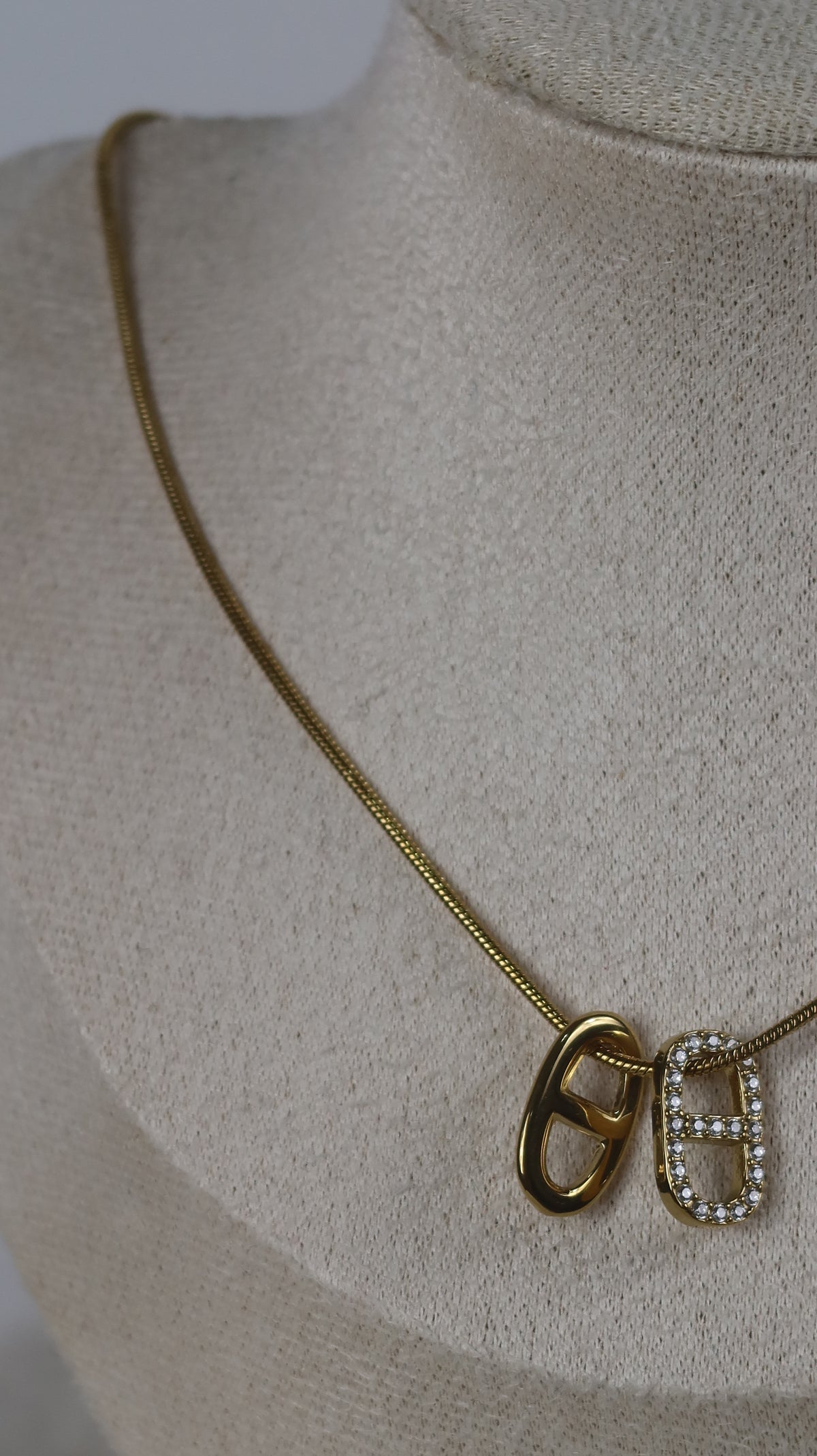 Collier Acier Doré Chaîne Serpente Duo Grain de Café