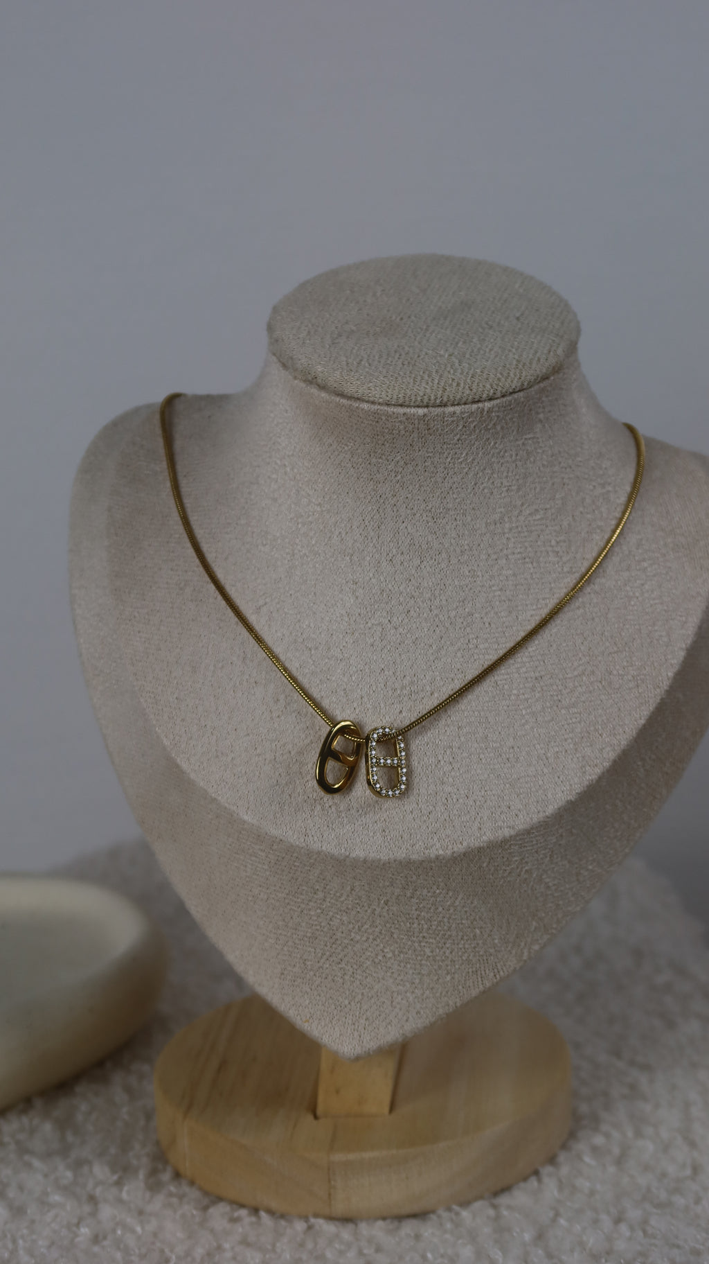 Collier Acier Doré Chaîne Serpente Duo Grain de Café