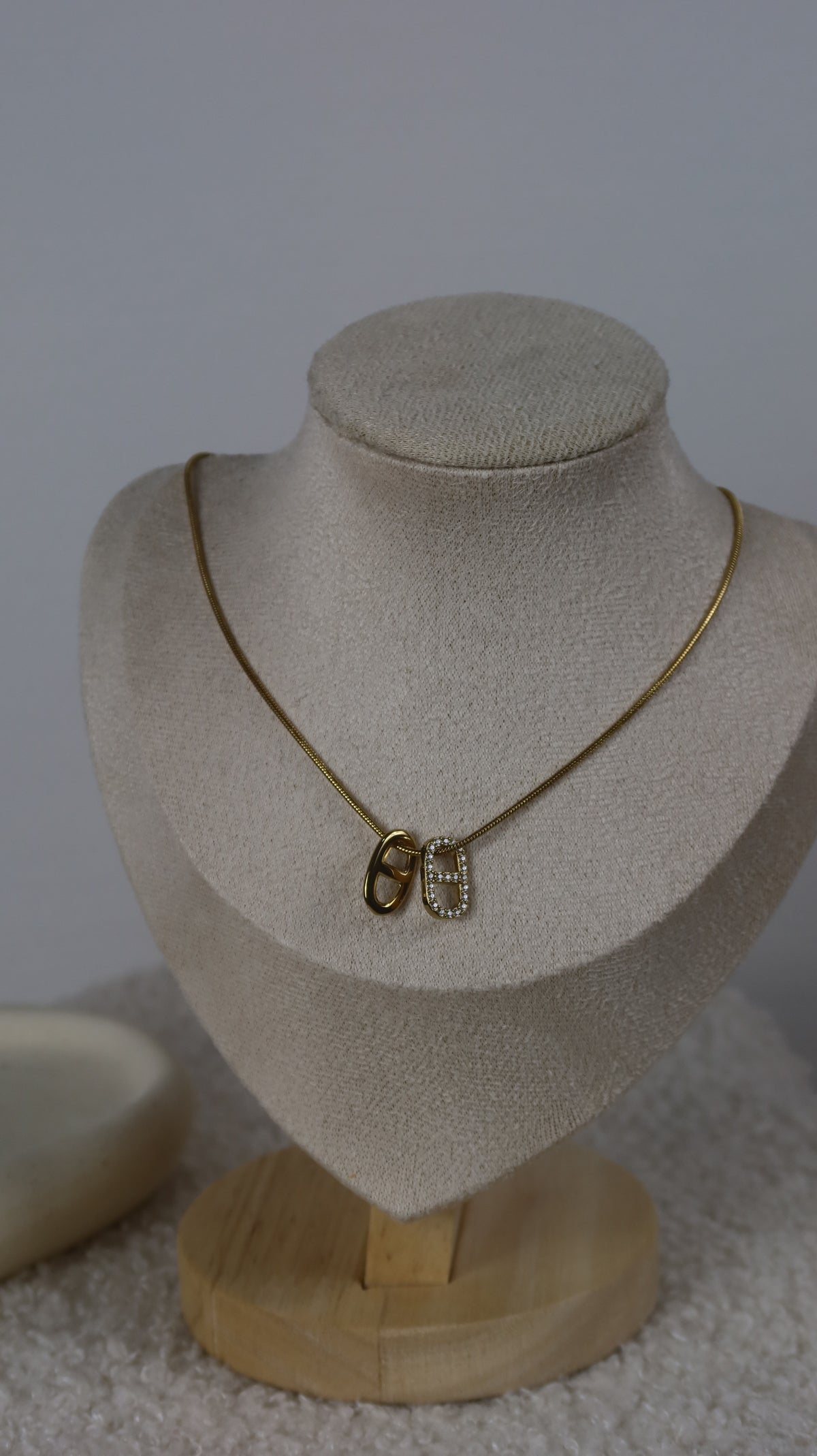 Collier Acier Doré Chaîne Serpente Duo Grain de Café