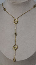 Collier Long Solaire Acier Doré Pendentif Cravate