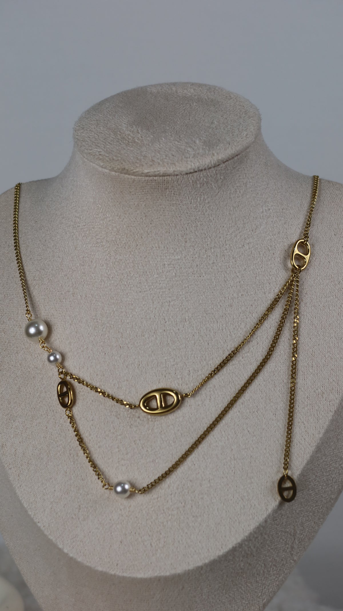 Collier Multi-Rangs Maillons & Perles