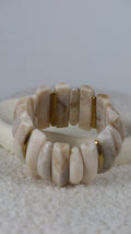 Bracelet Élastique Bâtonnets Nacre & Métal Doré