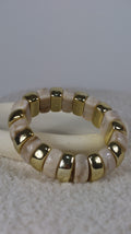 Bracelet Élastique Perles Tila Métal Doré & Nacre