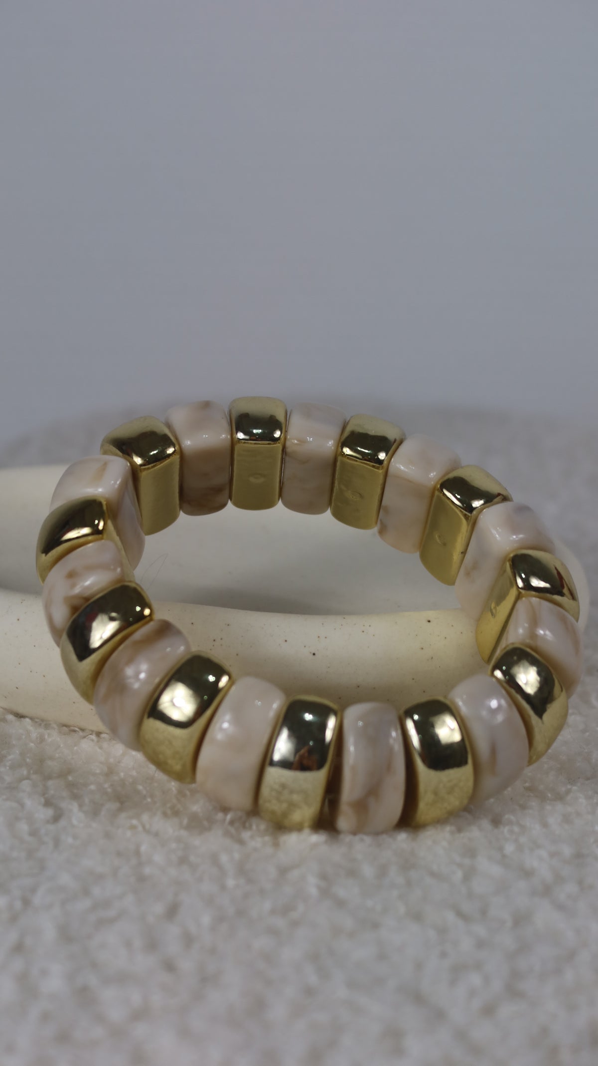 Bracelet Élastique Perles Tila Métal Doré & Nacre