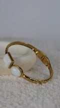 Bracelet Jonc Métal Doré & Pierres Blanches