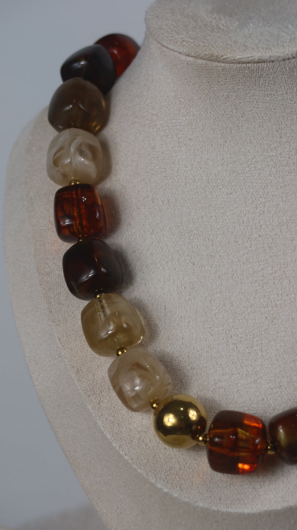 Collier Grosses Perles Résine Ambre & Miel
