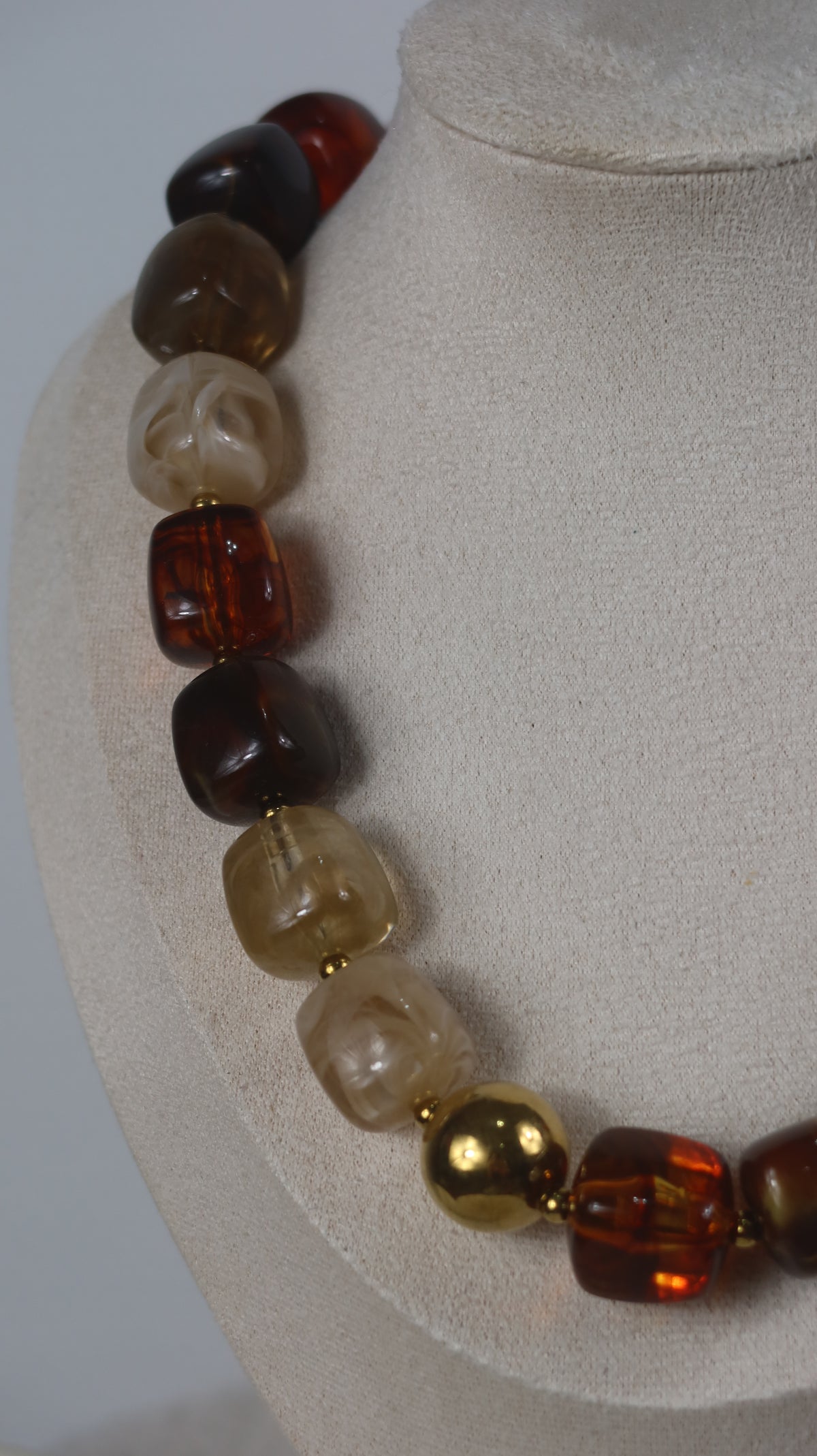 Collier Grosses Perles Résine Ambre & Miel